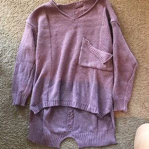 Slouchy distressed high-low sweater